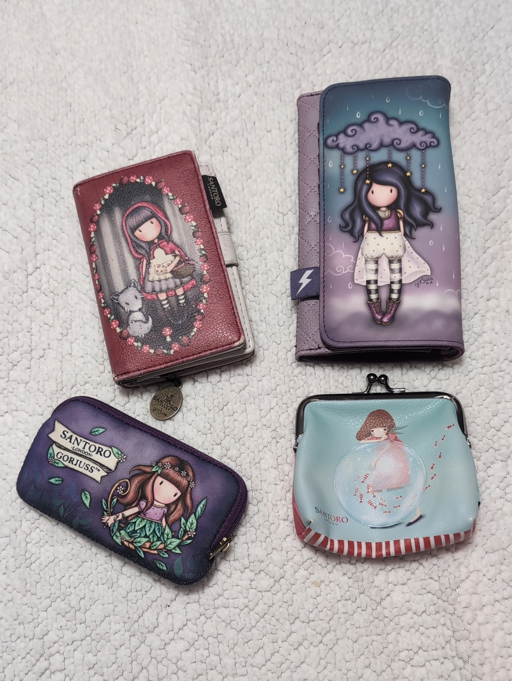 Santoro Gorjuss Mini Wallets and Coin Pouches - Purple, Lavender, Teal, Burgundy